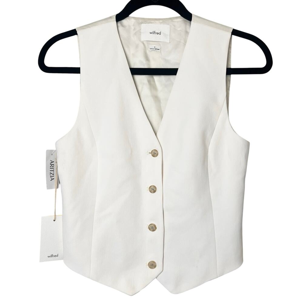 NWT Aritzia Wilfred Americano Crepette Vest Sleeveless Top Off-White Size 0